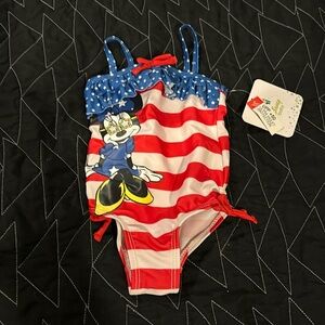 New NWT Disney Baby 6-9 months Minnie Mouse red white blue swimsuit bathing suit